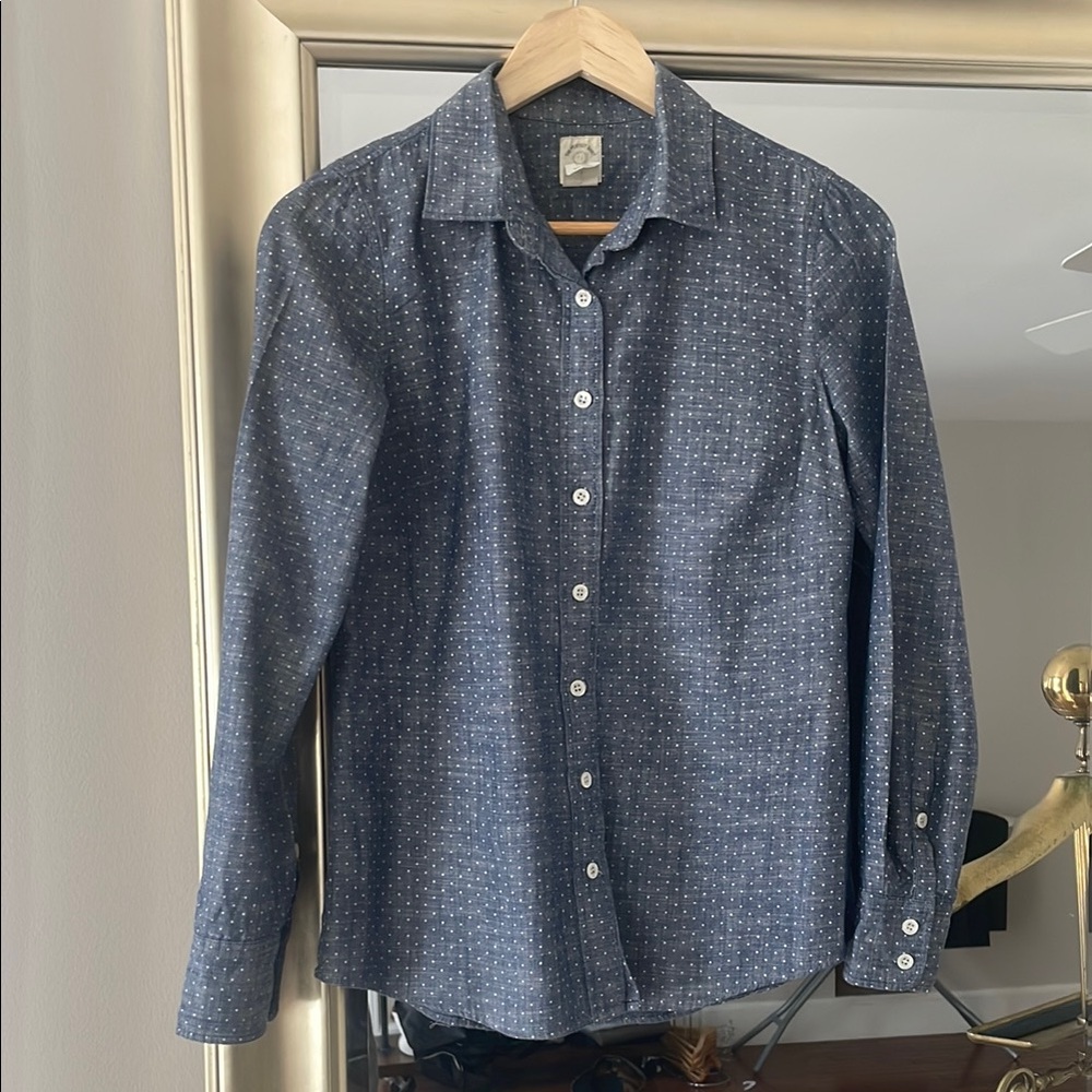 J. Crew Blue Button Down Shirt with Dotted Pattern